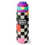Coral High 800 ml Kız Çocuk Siyah Beyaz Dama Desenli Pipetli ve Direkt İçim Çelik Termos/Matara - 38504