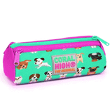 Coral High 8692182223067 22306 Kids Su Yeşili Neon Pembe Köpek Desenli Üç Bölmeli Kalem Çantası