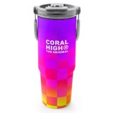 Coral High 900 ml Kız Çocuk Sarı Mor Dama Desenli Çelik Termos/Matara - 38729