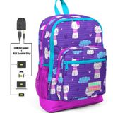 Coral High Adalinhome Kids Usb+Aux Soketli Desenli Dört Bölmeli Mor-Mavi Okul Çantası