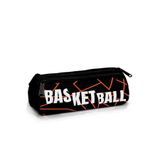 Coral High Basketbol Desenli Üç Bölmeli Kalem Çantası, Turuncu Siyah