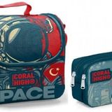 Coral High Beslenme Çantası Ve Kalemlik Takım - Lacivert - Astronot - Erkek Çocuk Kalemlik