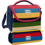 Coral High Beslenme Çantası ve Üç Gözlü Kalemlik Seti - Çok Renkli Çizgi Desenli Erkek Çocuk 37112 - 1 Adet - Kırmızı - Lacivert