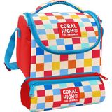 Coral High Beslenme Çantası ve Üç Gözlü Kalemlik Seti - Kırmızı Çok Renkli Dama Desenli Kız Çocuk 37125 - 1 Adet - Kırmızı - Sarı