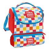 Coral High Beslenme Çantası ve Üç Gözlü Kalemlik Seti - Kırmızı Çok Renkli Dama Desenli Kız Çocuk 37125