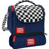Coral High Beslenme Çantası ve Üç Gözlü Kalemlik Seti - Lacivert Siyah Beyaz Dama Desenli Erkek Çocuk 37134 - 1 Adet - Lacivert - Beyaz