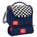 Coral High Beslenme Çantası ve Üç Gözlü Kalemlik Seti - Lacivert Siyah Beyaz Dama Desenli Erkek Çocuk 37134