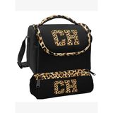 Coral High Beslenme Çantası ve Üç Gözlü Kalemlik Seti - Siyah Kahverengi Leopar CH Desenli Kız Çocuk 37128
