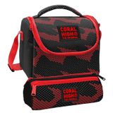 Coral High Beslenme Çantası ve Üç Gözlü Kalemlik Seti - Siyah Kırmızı Nokta Desenli Erkek Çocuk 37133