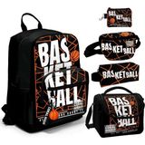 Coral High Beşli Ilkokul/ortaokul Çanta Seti - Siyah Basketbol - Erkek Çocuk - Beyaz - Siyah