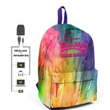 Coral High Coral High Gökkuşağı Desenli Sırt Çantası - Okul ve Günlük - USB+AUX Soketli (Çok Renkli) Okul Çantası