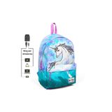 Coral High Derin Unicornlu İki Bölmeli USB Şarjlı Kulaklık Çıkışlı Sırt Çantası, ADYAYG23430-1