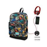 Coral High Dinozor Desenli Usb Ve Aux Soketli Okul Çantası 23286 Gri