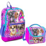 Coral High Dört Bölmeli Kız Çocuk Okul Sırt Çantası ve Beslenme Seti - Pembe Köpek - Mavi - Pembe
