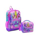 Coral High Dort Bolmeli Kiz Cocuk Okul Sirt Cantasi Ve Beslenme Seti - Pembe Mor Dondurma