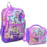 Coral High Dört Bölmeli Kız Çocuk Okul Sırt Çantası ve Beslenme Seti - Pembe Mor Fashion Girl - Mor - Turkuaz