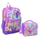 Coral High Dört Bölmeli Kız Çocuk Okul Sırt Çantası ve Beslenme Seti - Pembe Mor Fashion Girl (Mor)
