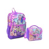Coral High Dort Bolmeli Kiz Cocuk Okul Sirt Cantasi Ve Beslenme Seti - Pembe Mor Fashion Girl