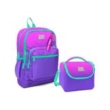 Coral High Dort Bolmeli Kiz Cocuk Okul Sirt Cantasi Ve Beslenme Seti - Pembe Mor Renk Gecisli