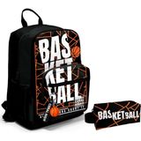 Coral High Dört Bölmeli Ortaokul Sırt Çantası ve Kalemlik Seti - Siyah Basketbol - Erkek Çocuk - Beyaz - Siyah