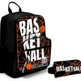 Coral High Dört Bölmeli Ortaokul Sırt Çantası ve Kalemlik Seti Siyah Basketbol Erkek Çocuk Polyester