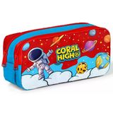 Coral High Erkek Çocuk Kırmızı Mavi Astronot Baskılı İki Bölmeli Kalem Çantası/Kalemlik 31045