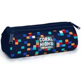 Coral High Erkek Çocuk Lacivert Çok Renli Geometrik Desenler Üç Gözlü Okul Kalem Çantası 31035