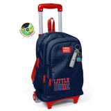 Coral High Erkek Çocuk Lacivert Kırmızı Little Dude Baskılı Işıklı Tekerlekli Çekçek Okul Çantası - 34019