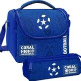 Coral High Erkek Çocuk Lacivert Mavi Futbol Thermo Beslenme Çantası Ve Üç Bölmeli Kalem Çantası Seti