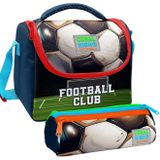 Coral High Erkek Çocuk Lacivert Yeşil Futbol Thermo Beslenme Çantası ve Üç Bölmeli Kalemlik Seti