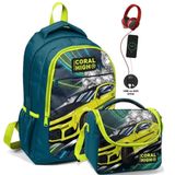 Coral High Erkek Çocuk Okul Çantası ve Beslenme Çantası Seti - Nefti Sarı Araba Beslenme Çantası