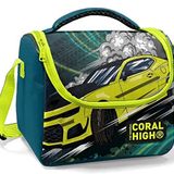 Coral High Erkek Çocuk Okul - Yeşil-Sarı Yarış Arabası Beslenme Çantası