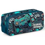 Coral High Erkek Çocuk Oyun Konsolu Baskılı Yeşil İki Gözlü İlkokul Kalem Çantası