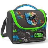 Coral High Erkek Cocuk Siyah Yesil T-Rex Okul - Yalitimli Beslenme Çantası