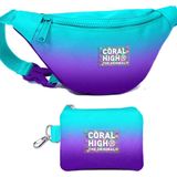Coral High Erkek Çocuk Turkuaz Mor Renk Geçişli Desenli Bel Çantası ve Bozuk Para Cüzdanı Set