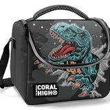 Coral High Erkek Okul Okul Beslenme Çantası - Siyah Gri Dinazor - Termal Astarlı