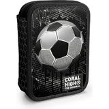 Coral High Futbol Desenli Çift Katlı Kalem Çanta 11153 Dayanıklı PVC Malzeme ile Tasarlandı