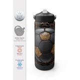 Coral High Futbol Desenli Katlanır Ağızlıklı Çelik Termos, 650 ml, Siyah Altın, 1924E26