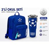 Coral High Futbol Desenli Lacivert Sırt Çantası 23697+ÇELIK Termos 900 ml 38721