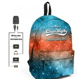 Coral High Galaksi Desenli Sırt Çantası - Okul Ve Günlük - Usb+aux Soketli Okul Çantası