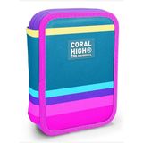 Coral High İki Karlı Organizer Kalemlik - Yeşil Pembe Sarı Desenli, Kız Çocuk, Yeşil Pembe Sarı Dese