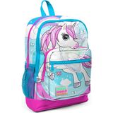 Coral High İlkokul Sırt Çantası 4 Bölmeli Ortopedik Unicorn Desenli Mavi Neon Pembe Kız Çocuk 27x38x14 cm