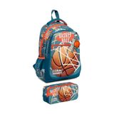 Coral High Ilkokul Sirt Cantasi Ve Kalemlik Seti - Erkek Cocuk - Nefti Turuncu Basketbol