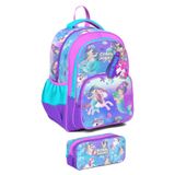 Coral High İlkokul Sırt Çantası ve Kalemlik Seti Kız Çocuk Mor Pembe Unicorn Polyester Fermuarlı