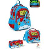 Coral High Kids Astronot Uzay Desenli Üç Bölmeli Okul Sırt Çantası,beslenme Çantası ve Kalemlik Set