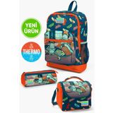 Coral High Kids Civit Neon Turuncu Kaykay Desenli Kalemlik,Beslenme,3’lü Okul Çanta Seti SET0123723