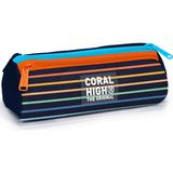 Coral High Kids Çok Renkli Çizgi Desenli Üç Bölmeli Kalem Çantası 31031 - 1 Adet - Adrenalin Mavi
