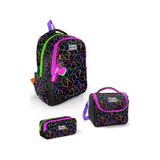 Coral High Kids Çok Renkli Kalp Desenli 3 Lü Okul Çanta Seti Set0123670 Siyah