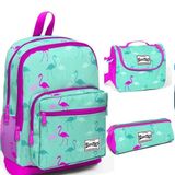 Coral High Kids Dört Bölmeli Flamingo Ilkokul Sırt Çantası Beslenme Kalemlik Set 23111
