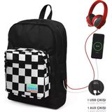 Coral High Kids Dört Bölmeli USB Şarjlı Kulaklık Çıkışlı 2381 4Siyah Dama Desenli İlkokul Çantası